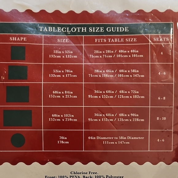 Merry and Bright PEVA Tablecloth White Red Green Tan Christmas Holiday Party - Picture 7 of 8
